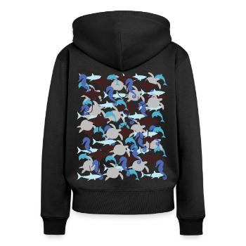 Ocean Camouflage – Meeresleben im Tarnstil - Frauen Premium Bio Zip Hoodie - Schwarz - Hinten - Julia (174cm)