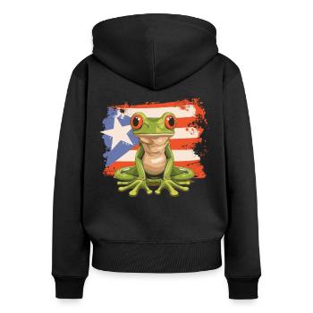 Coqui Frosch Symbol Taino Boricua Puerto - Frauen Premium Bio Zip Hoodie - Schwarz - Hinten - Julia (174cm)