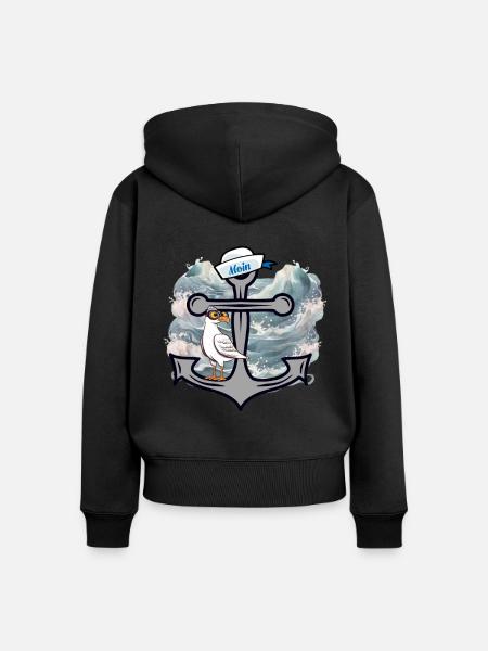 Maritim Möwe Möwen Seefahrer Seemänner - Frauen Premium Bio Zip Hoodie - Schwarz