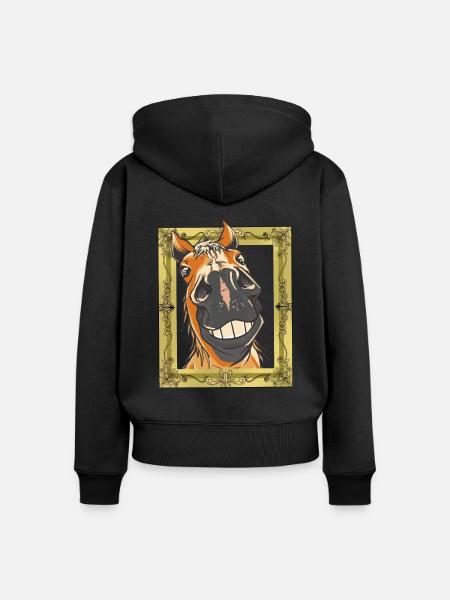 Pferdekopf Pferd Pferde - Frauen Premium Bio Zip Hoodie - Schwarz