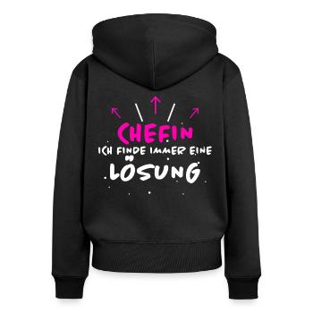 Chefin Spruch Familie Beruf Lustig Chefin Geschenk - Frauen Premium Bio Zip Hoodie - Schwarz - Hinten - Julia (174cm)