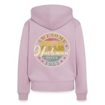 69ème anniversaire de mariage grand mari depuis 1955 rétro - Sweat à capuche zippé Premium bio Femme - rose poudré - Dos - Julia (174cm)