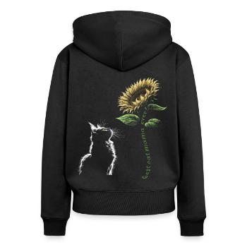 Best Cat Mama Ever - Frauen Premium Bio Zip Hoodie - Schwarz - Hinten - Julia (174cm)