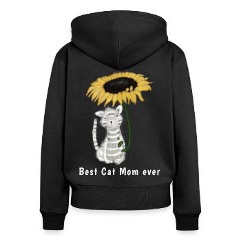 Meilleure maman chat de tous les temps - Sweat à capuche zippé Premium bio Femme - noir - Dos - Julia (174cm)