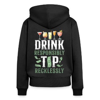 Bartender Mixologist Drink - Women's Premium Organic Zip Hoodie - black - Back - Julia (174cm)