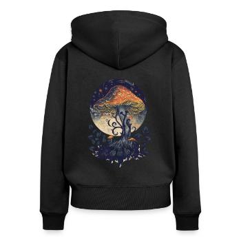 Fairycore Mushroom Goblincore Moon Phases Vintage - Women's Premium Organic Zip Hoodie - black - Back - Julia (174cm)
