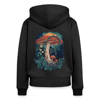 Goblincore Mushroom Fairycore Cottagecore Vintage - Women's Premium Organic Zip Hoodie - black - Back - Julia (174cm)