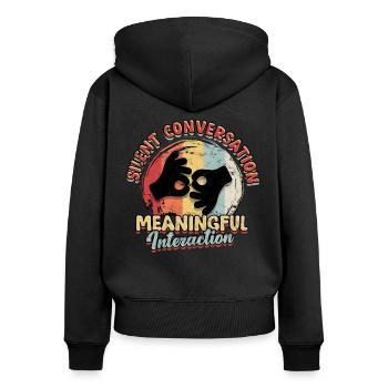 Sign Language Silent Conversation - Women's Premium Organic Zip Hoodie - black - Back - Julia (174cm)
