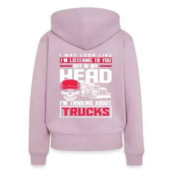 Lkw-Fahrer LKW Logistik Spedition - Frauen Premium Bio Zip Hoodie - Altrosa - Hinten - Julia (174cm)