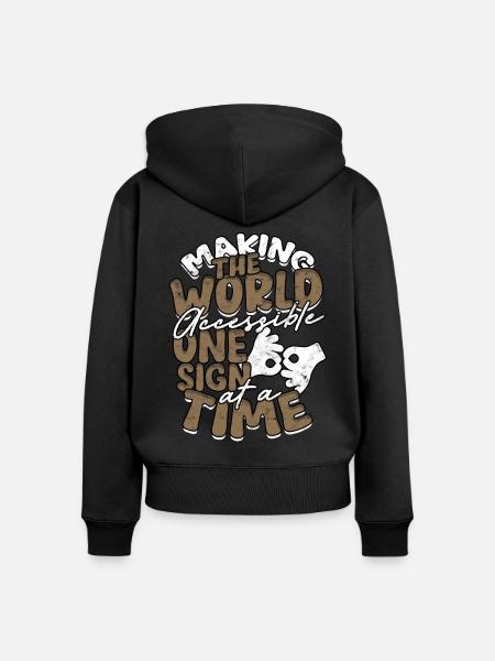 ASL Dolmetscher Gebärdensprache - Frauen Premium Bio Zip Hoodie - Schwarz