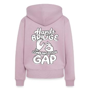 ASL Dolmetscher Gebärdensprache - Frauen Premium Bio Zip Hoodie - Altrosa - Hinten - Julia (174cm)
