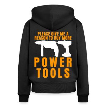 Power Tool Joke Outils électriques - Sweat à capuche zippé Premium bio Femme - noir - Dos - Julia (174cm)