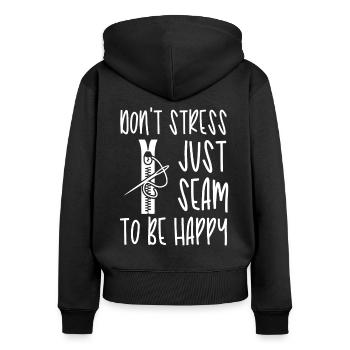 Tailor Just Seam Be Happy Sewing Seamstress - Women's Premium Organic Zip Hoodie - black - Back - Julia (174cm)