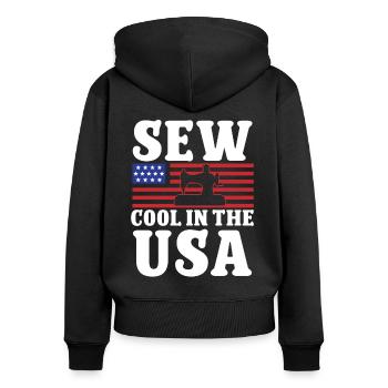 Tailor Sew Cool In The Usa Couturière Couture - Sweat à capuche zippé Premium bio Femme - noir - Dos - Julia (174cm)