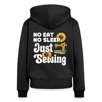 Tailor No Eat Sleep Just Sewing Couturière - Sweat à capuche zippé Premium bio Femme - noir - Dos - Julia (174cm)