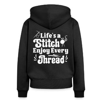 Tailor Lifes A Stitch Profitez de chaque fil Couture - Sweat à capuche zippé Premium bio Femme - noir - Dos - Julia (174cm)