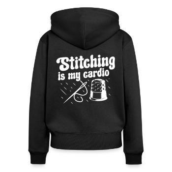 Tailor Stitching My Cardio Sewing Seamstress - Women's Premium Organic Zip Hoodie - black - Back - Julia (174cm)
