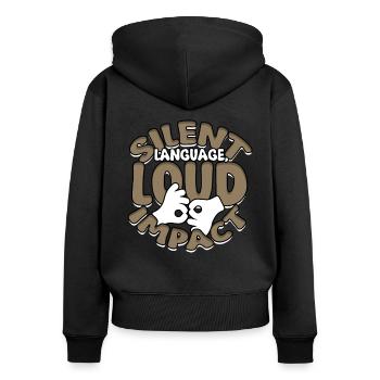 ASL Dolmetscher Gebärdensprache - Frauen Premium Bio Zip Hoodie - Schwarz - Hinten - Julia (174cm)