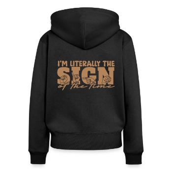 ASL Dolmetscher Gebärdensprache - Frauen Premium Bio Zip Hoodie - Schwarz - Hinten - Julia (174cm)