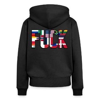 Curse Words Grumpy - Frauen Premium Bio Zip Hoodie - Schwarz - Hinten - Julia (174cm)