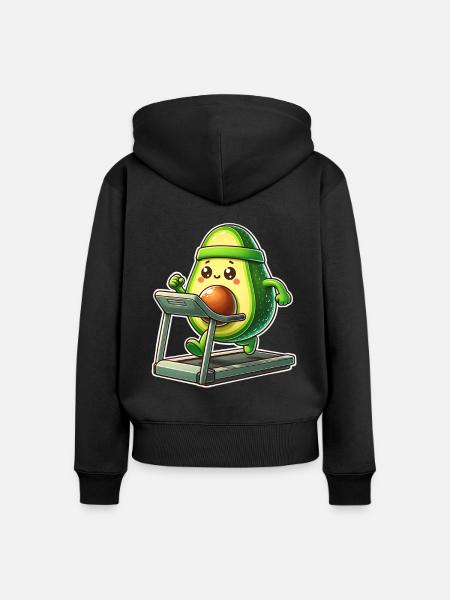 Avocado Laufband - Frauen Premium Bio Zip Hoodie - Schwarz