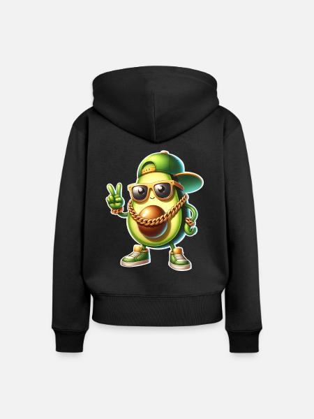 Avocado Cool - Frauen Premium Bio Zip Hoodie - Schwarz