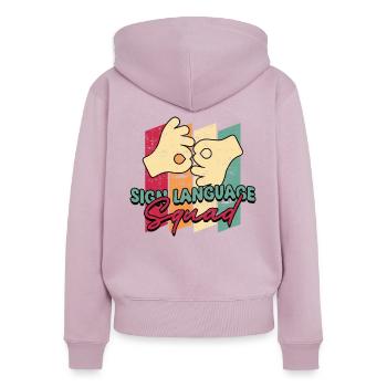 ASL Dolmetscher Gebärdensprache - Frauen Premium Bio Zip Hoodie - Altrosa - Hinten - Julia (174cm)