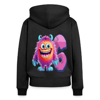 Monster-design Für Kinder – Sechs Jahre - Frauen Premium Bio Zip Hoodie - Schwarz - Hinten - Julia (174cm)