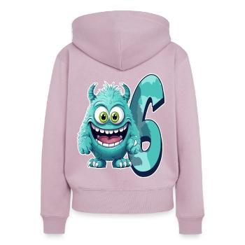 Monster-design Für Kinder – Sechs Jahre - Frauen Premium Bio Zip Hoodie - Altrosa - Hinten - Julia (174cm)