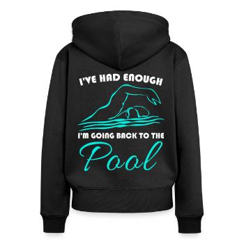 Piscine Triathlon Nageur - Sweat à capuche zippé Premium bio Femme - noir - Dos - Julia (174cm)
