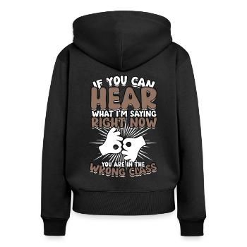 ASL Dolmetscher Gebärdensprache - Frauen Premium Bio Zip Hoodie - Schwarz - Hinten - Julia (174cm)