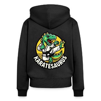 Karate Karate Fighter Martial Arts Karatesaurus - Women's Premium Organic Zip Hoodie - black - Back - Julia (174cm)
