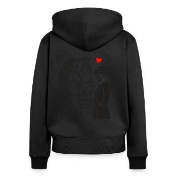 Cheval, Équitation, Cavalier, Propriétaire de chevaux, Sport équestre - Sweat à capuche zippé Premium bio Femme - noir - Dos - Julia (174cm)