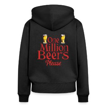 One Million Beers Please - Drôle de dicton de bière - Sweat à capuche zippé Premium bio Femme - noir - Dos - Julia (174cm)