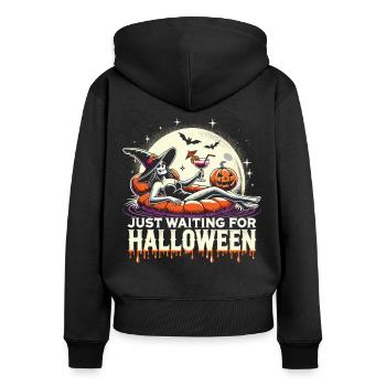 Magische Ferien: Hexe chillt - Frauen Premium Bio Zip Hoodie - Schwarz - Hinten - Julia (174cm)