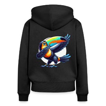 Tukan, Tropischer Vogel, Dabbing, Exotisch - Frauen Premium Bio Zip Hoodie - Schwarz - Hinten - Julia (174cm)