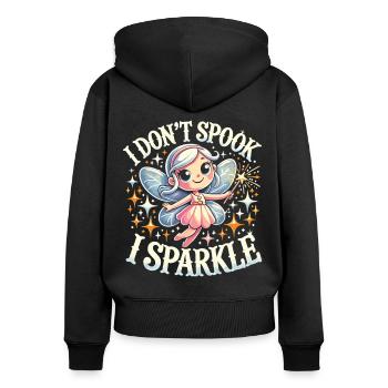 Halloween Fee Shirt - I don't Spook, I Sparkle - Frauen Premium Bio Zip Hoodie - Schwarz - Hinten - Julia (174cm)