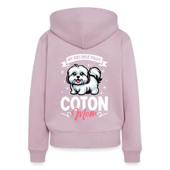 Coton de Tulear Mama - Sweat à capuche zippé Premium bio Femme - rose poudré - Dos - Julia (174cm)