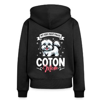 Coton de Tulear Mama - Sweat à capuche zippé Premium bio Femme - noir - Dos - Julia (174cm)