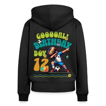 12th Birthday Football - Women's Premium Organic Zip Hoodie - black - Back - Julia (174cm)