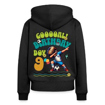 9e anniversaire Football - Sweat à capuche zippé Premium bio Femme - noir - Dos - Julia (174cm)