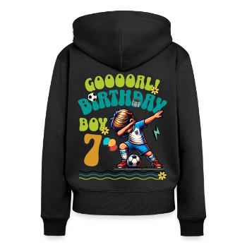 Football du 7e anniversaire - Sweat à capuche zippé Premium bio Femme - noir - Dos - Julia (174cm)