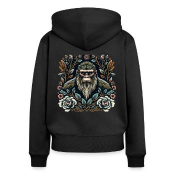 Floral Bigfoot Sasquatch - Women's Premium Organic Zip Hoodie - black - Back - Julia (174cm)