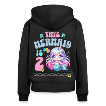 Meerjungfrau 2. Geburtstag Mädchen Kinder - Frauen Premium Bio Zip Hoodie - Schwarz - Hinten - Julia (174cm)
