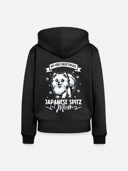 Japan-Spitz Mama - Frauen Premium Bio Zip Hoodie - Schwarz