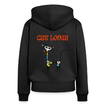 Cat Lover Cat Miró Art Paint Cat Lady Funny - Women's Premium Organic Zip Hoodie - black - Back - Julia (174cm)