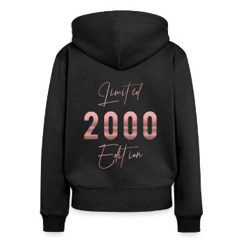Limited Edition 2000 Jahrgang Frauen Geburtstag - Frauen Premium Bio Zip Hoodie - Schwarz - Hinten - Julia (174cm)
