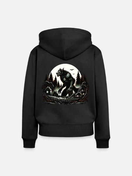 Aesthetic Werewolf Moon - Frauen Premium Bio Zip Hoodie - Schwarz