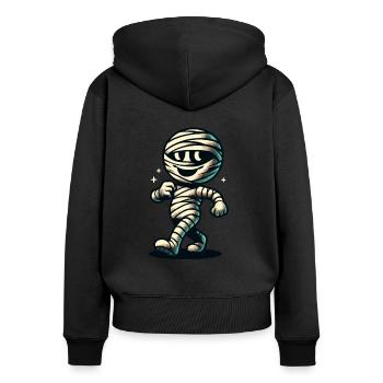 Rétro Vintage Style Halloween Costume Décoration Momie - Sweat à capuche zippé Premium bio Femme - noir - Dos - Julia (174cm)