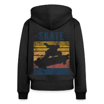 Skate Skater Skateboard - Sweat à capuche zippé Premium bio Femme - noir - Dos - Julia (174cm)